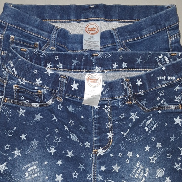 ⭐️"Wonder Nation" Denim Stretch Jeggings. (2) Girl Size's: (10-12) Large - Picture 3 of 4